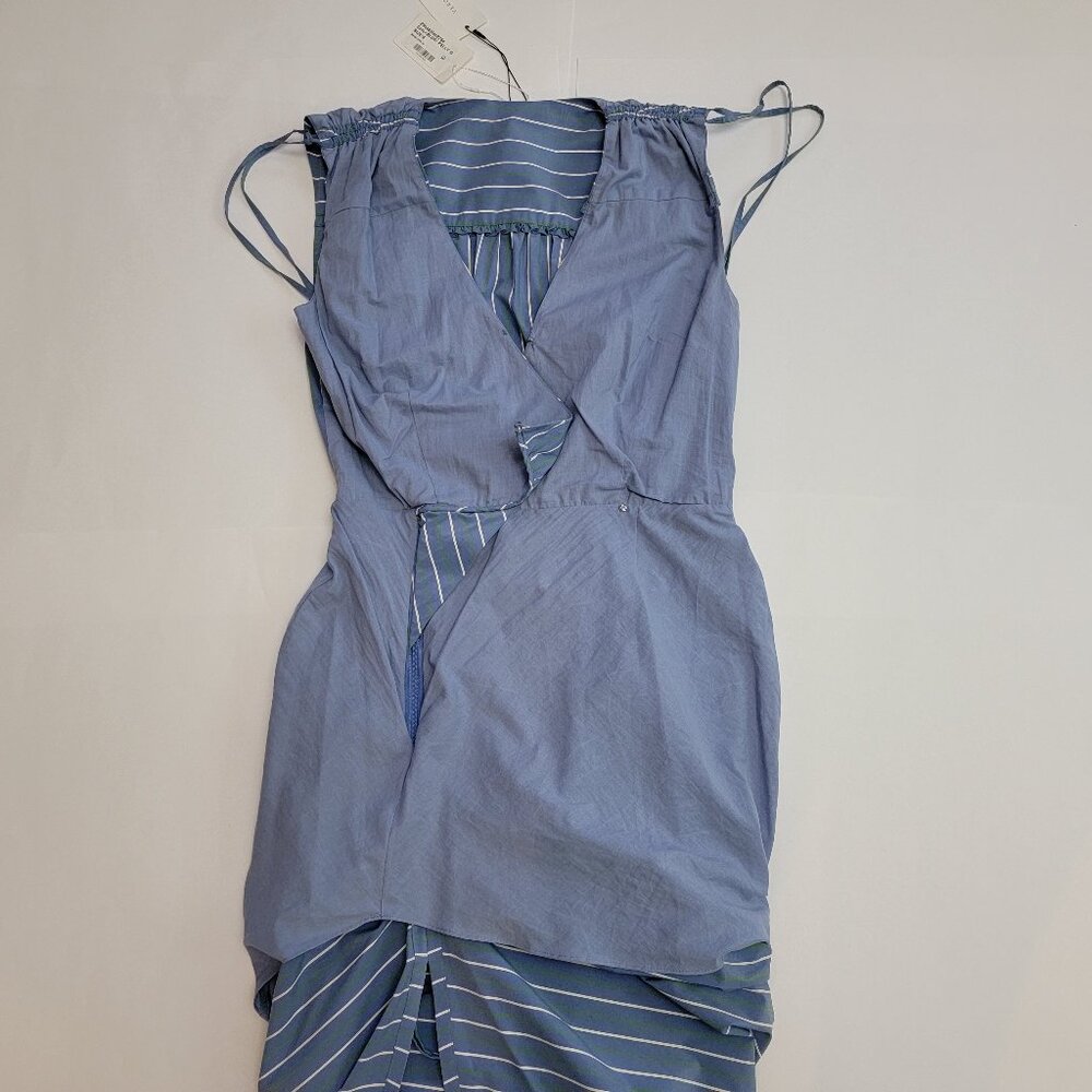 VERONICA BEARD Teagan Ruched Striped Poplin Midi Dress - Picture 13 of 16